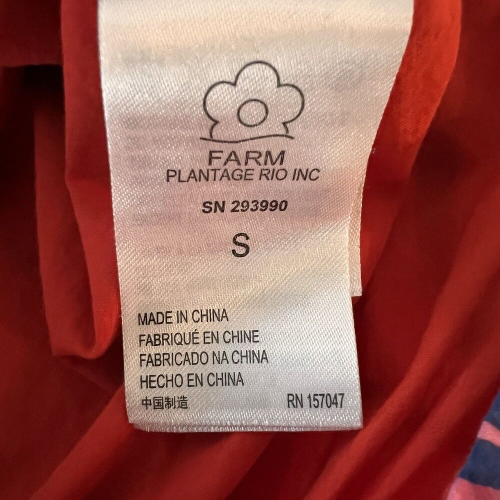 Farm Rio Crop‎ Top Small Puff Sleeve Artsy Button Up Water Color - Picture 4 of 5